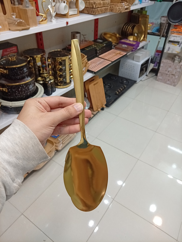 کفگیر و ملاقه طلایی و نقرهای برند یونیک لایف/قاشق خورشتی /ملاقه سوپ خوری