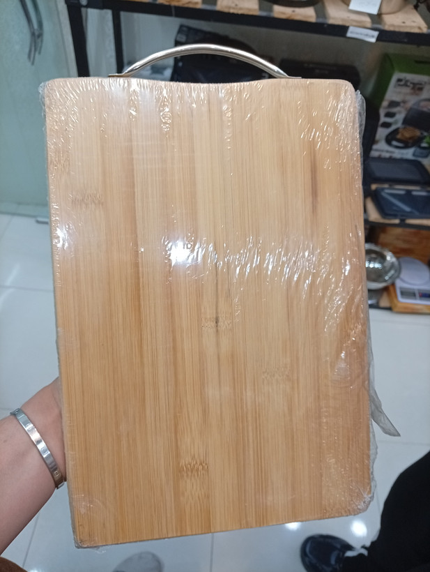 تخته گوشت چوبی بامبو اصل دسته استیل