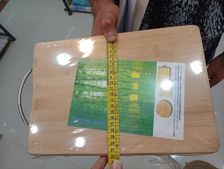تخته گوشت چوبی بامبو اصل دسته استیل