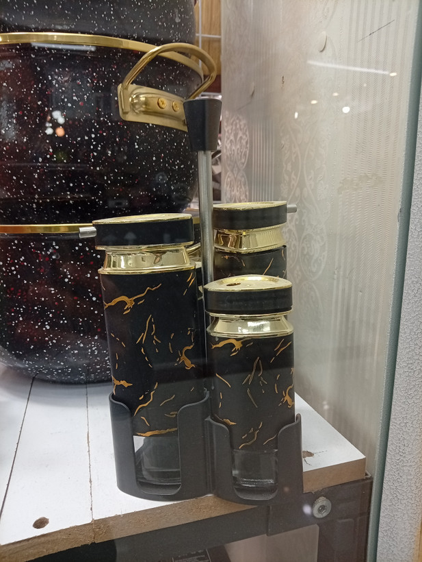 ست ۴تکه آبلیمو و جا ادویه طرح ماربل