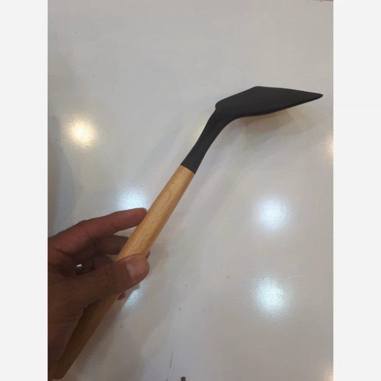کفگیر سیلیکونی دسته بامبو/ملاقه سیلیکونی دسته بامبو/کفگیر سیلیکونی شیار دار دسته بامبو/ابزار تک سیلیکونی دسته بامبو